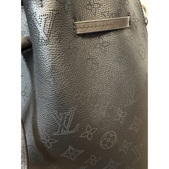 Louis Vuitton Girolata Mahina Leather Black Monogram Bucket Bag Tote Drawstring - Picture 5 of 16